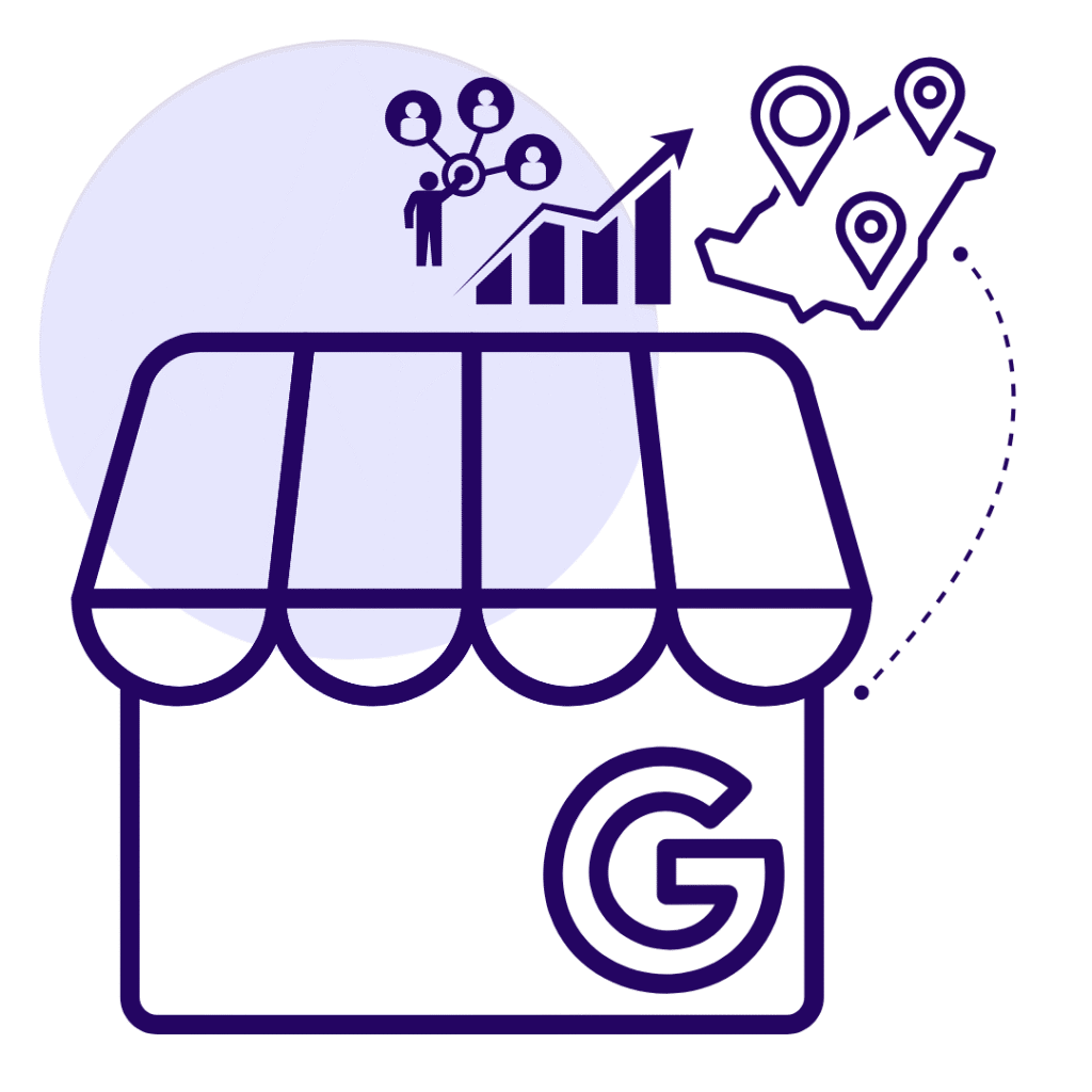 An image of google business profile icon and graphs