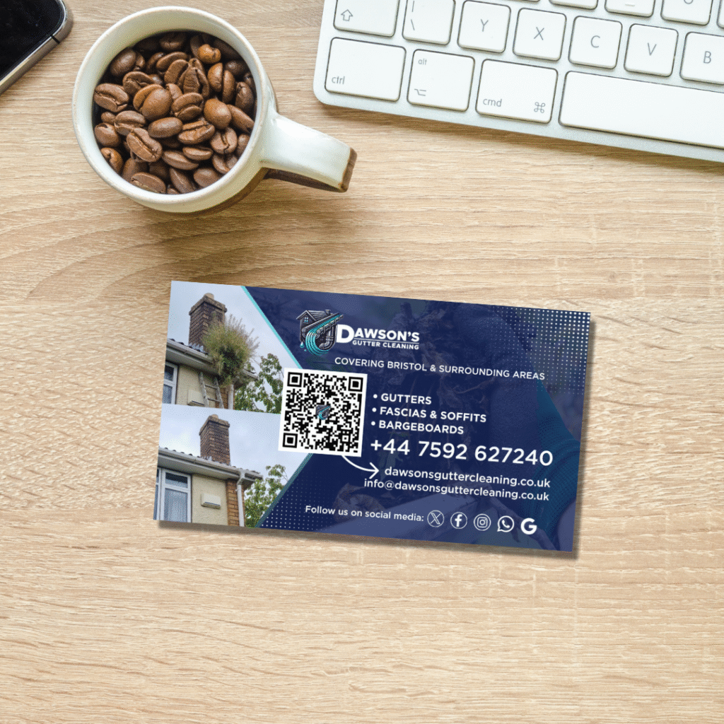 An image of Dawson's Gutter Cleaning Business Card Mock-up