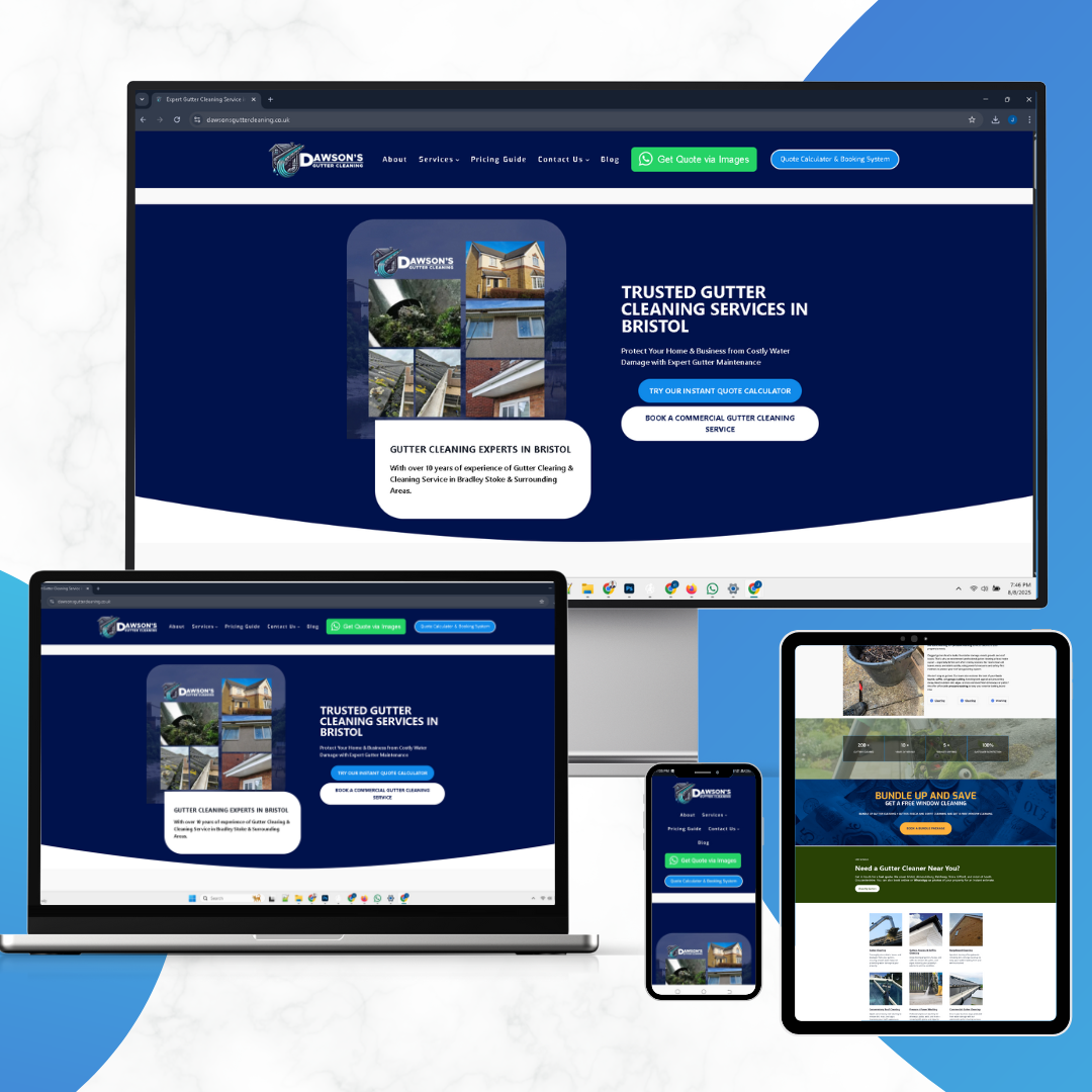 Multi Device Website Mock Up Dawson's Gutter Cleaning
