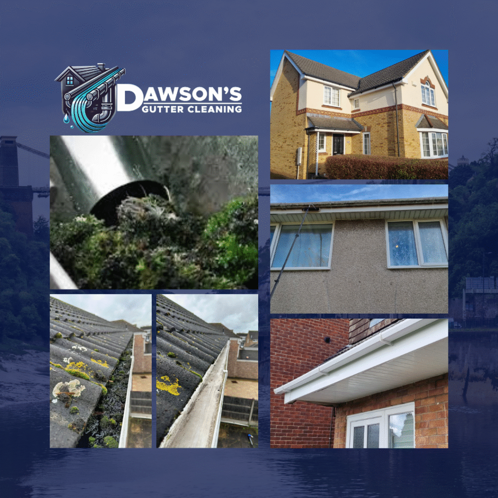 An image of a digital marketing ad for Dawson's Gutter Cleaning's photo collage of their services