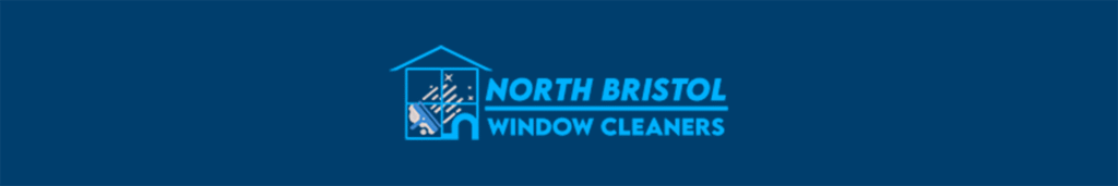 An image of the North Bristol Window Cleaners Logo - Horizontal with Blue Background