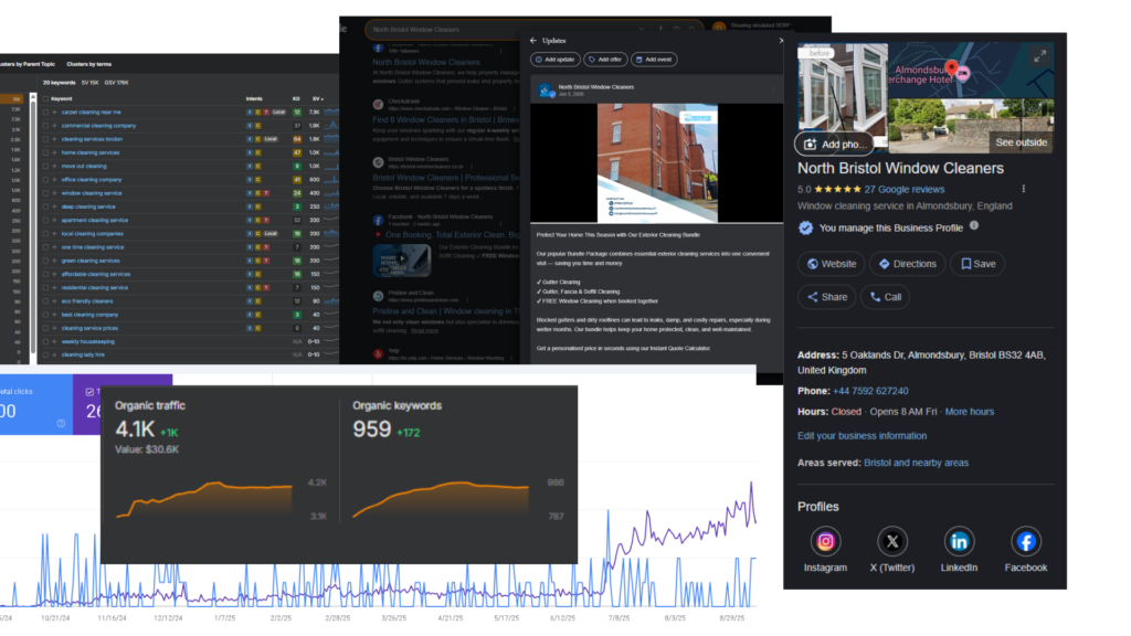 An image of Screenshots Google Business Profile North Bristol Window Cleaners and its SEO Results